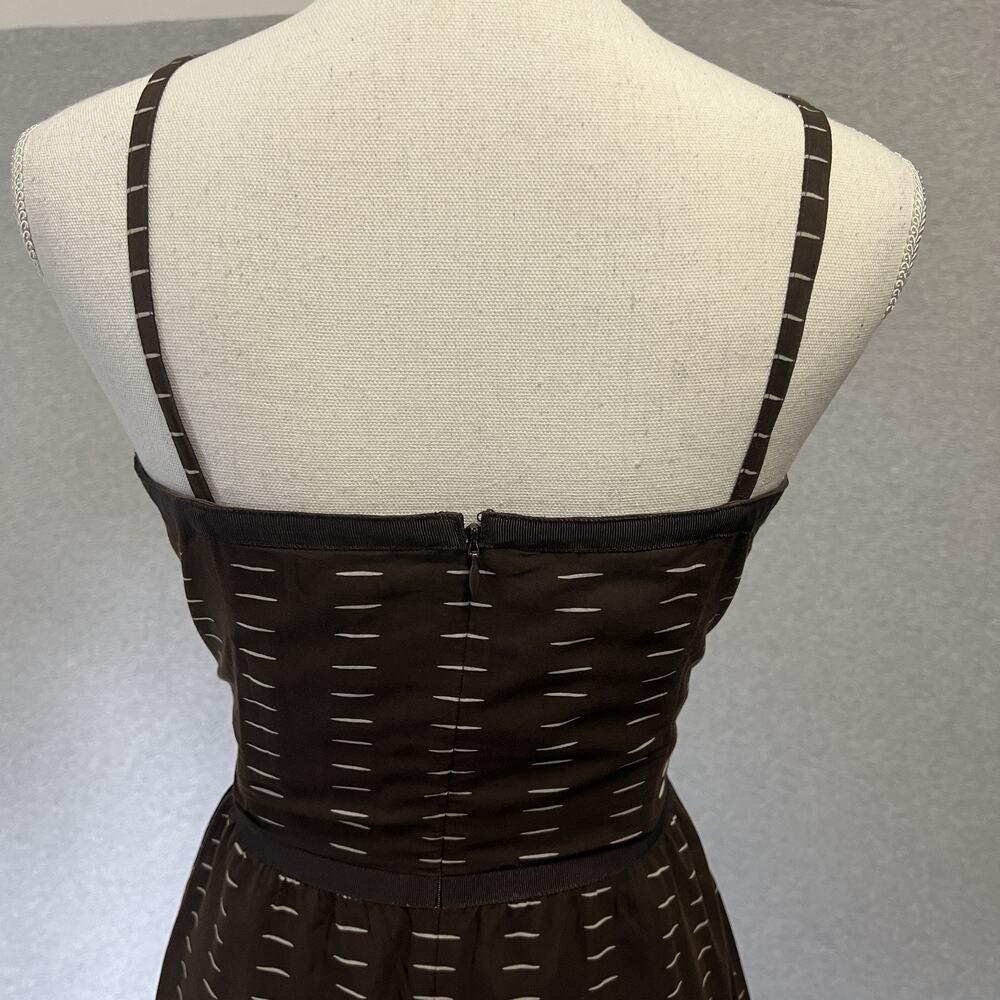 Vintage Kenneth Cole Dress Womens M Brown Dot Silk Blend Straps Strapless Flare - Picture 5 of 16